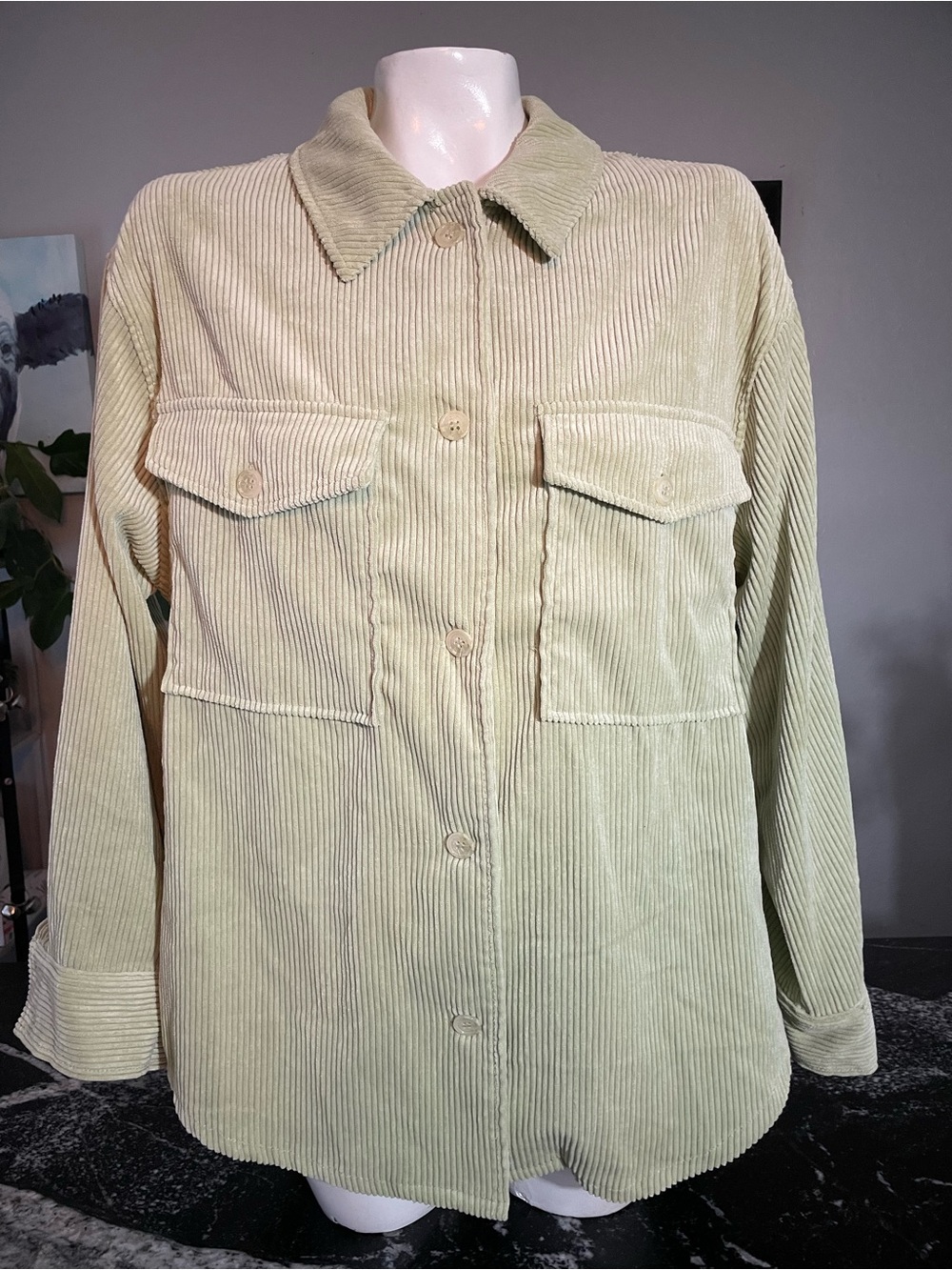 Ashley By 26 International Corduroy Utility Jacket - Light Sage Green
